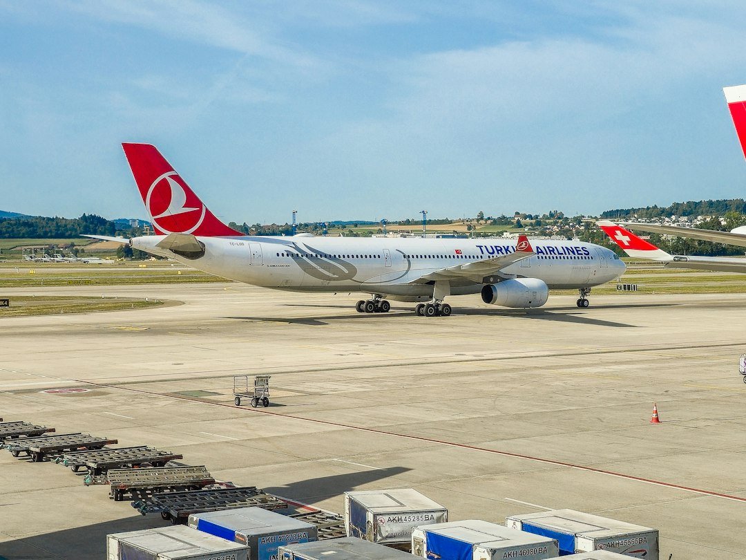 Turkish Airlines passenger aircraft taxiing at an airport